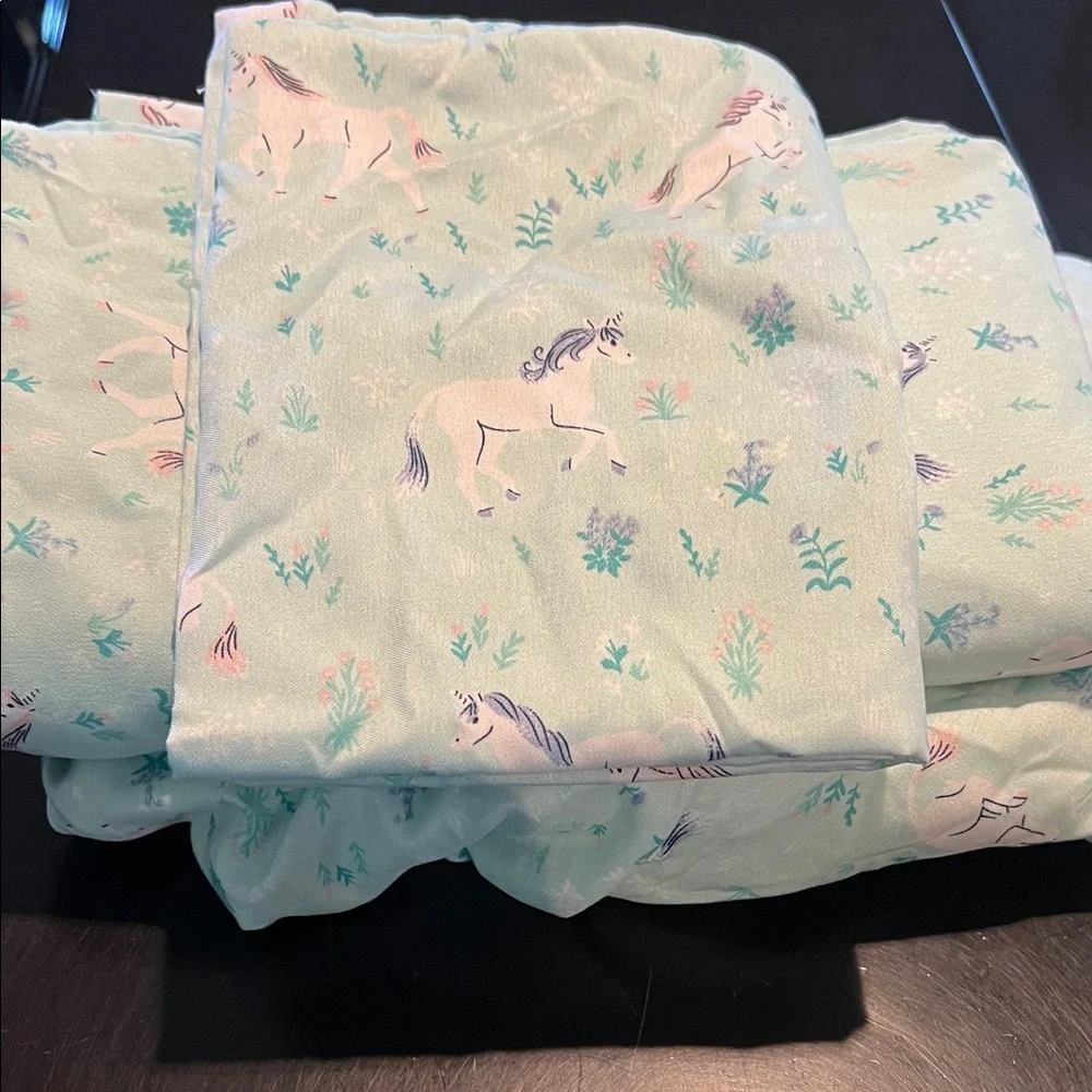 Cuddl Duds Mint Green Unicorn Print Sheets